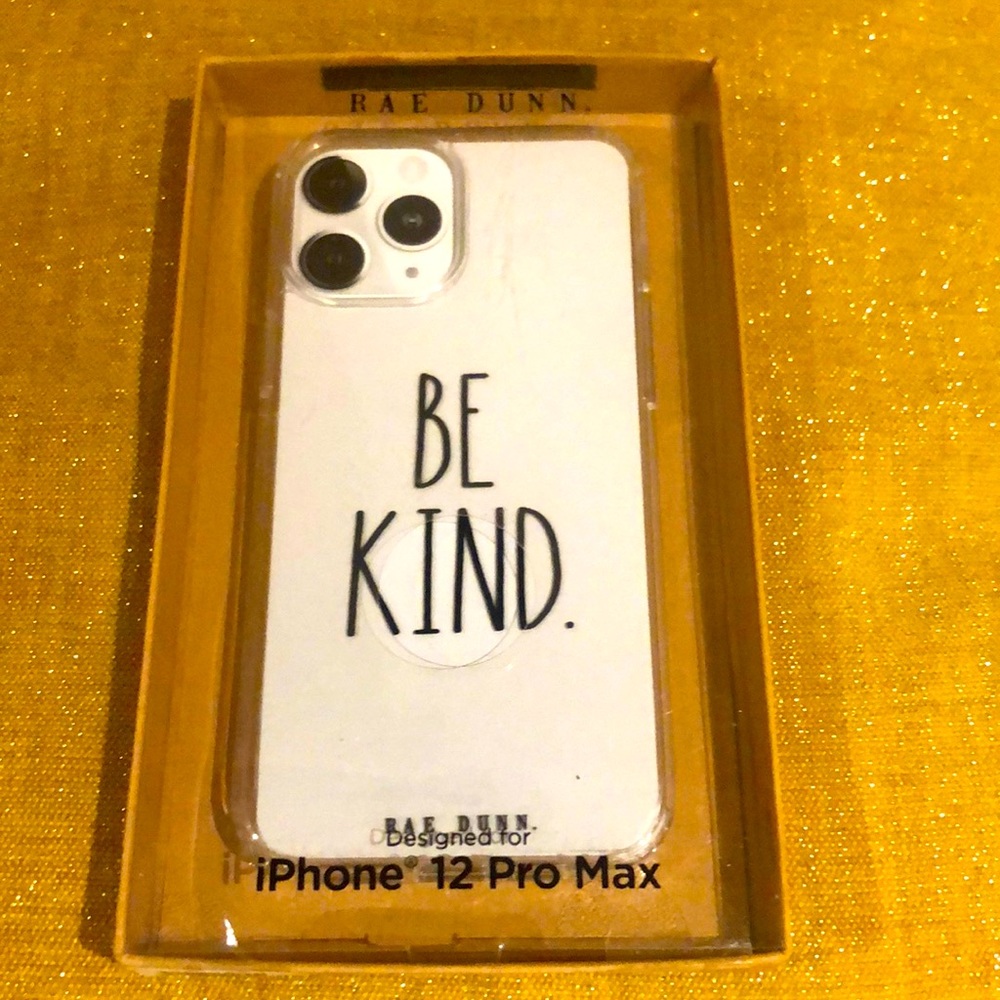 Rae Dunn iphone 12/12 PRO case white black print BE KIND